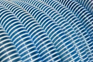 reel of blue PVC industrial hose