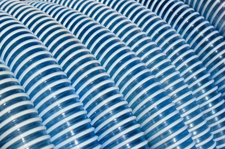 reel of blue PVC industrial hose
