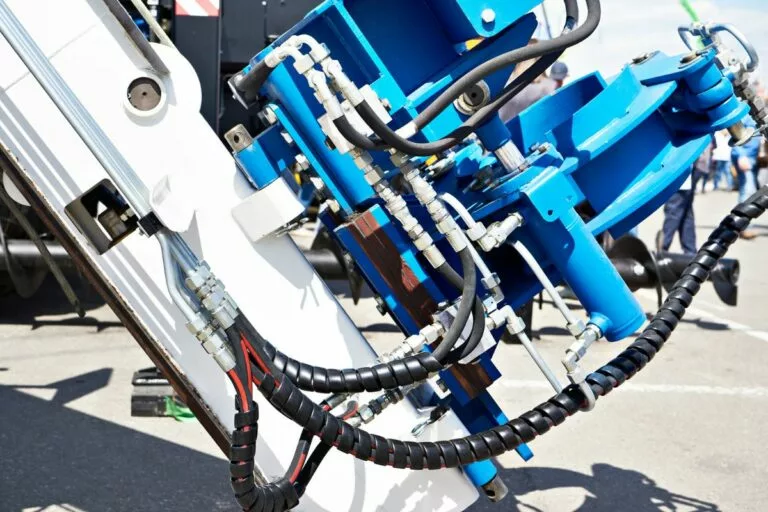 Industrial hose attached to machinery
