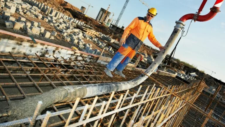 industrial hose supplying concrete
